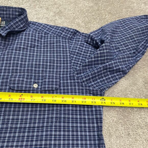 Polo By Ralph Lauren Halpern Button Down Shirt Mens 16 32/33 Blue Plaid Cotton - Picture 12 of 14